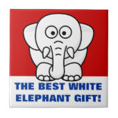 Grappig kerstcadeautje: Echte witte olifant Gift! Tegeltje (Voorkant)