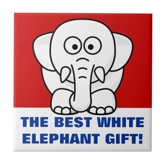 Grappig kerstcadeautje: Echte witte olifant Gift! Tegeltje (Voorkant)
