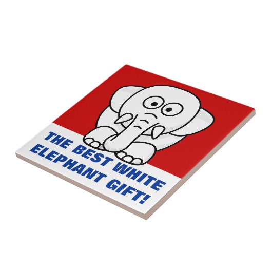 Grappig kerstcadeautje: Echte witte olifant Gift! Tegeltje (Zijkant)