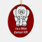 Grappig kerstcadeautje: Echte witte olifantencadea Keramisch Ornament (Rechts)