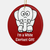 Grappig kerstcadeautje: Echte witte olifantencadea Keramisch Ornament (Links)