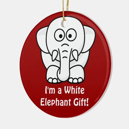 Grappig kerstcadeautje: Echte witte olifantencadea Keramisch Ornament (Links)