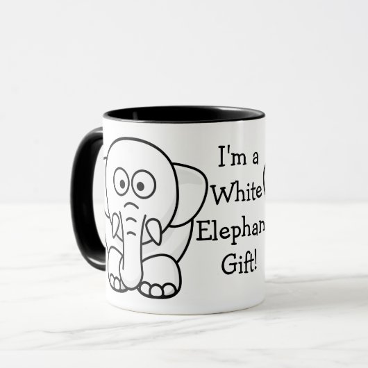 Grappig kerstcadeautje: Echte witte olifantencadea Mok (Voorkant links)