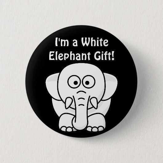 Grappig kerstcadeautje: Echte witte olifantencadea Ronde Button 5,7 Cm (Voorkant)