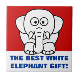 Grappig kerstcadeautje: Echte witte olifantencadea Tegeltje