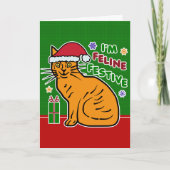 Grappig kerstcadeautje Feline Festive Holiday Pun Feestdagen Kaart (Voorkant)