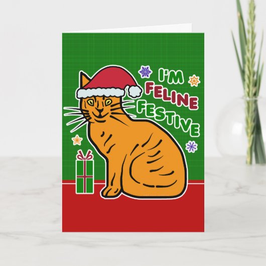 Grappig kerstcadeautje Feline Festive Holiday Pun Feestdagen Kaart (Voorkant)