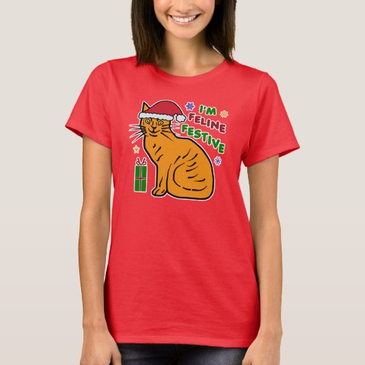 Grappig kerstcadeautje Feline Festive Pun Holiday T-shirt (Voorkant)