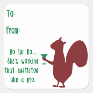 Grappig kerstcadeautje Label met eekhoorn