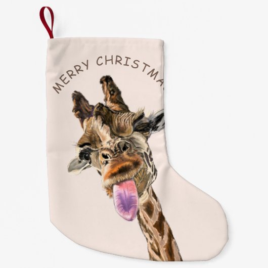Grappig kerstcadeautje met afspeelbare Giraffe - g Kleine Kerstsok (Voorkant)