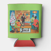 Grappig kerstcadeautje met stuffer JOUW NAAM Beer Blikjeskoeler (Voorkant)