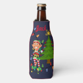 Grappig kerstcadeautje met stuffer JOUW NAAM Beer Flesjeskoeler (Fles Voorkant)