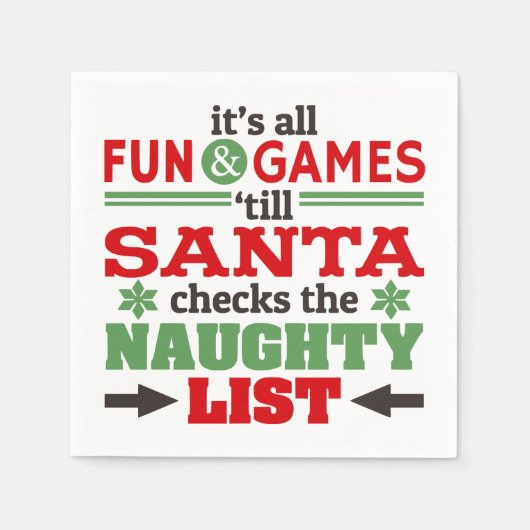 Grappig kerstcadeautje Typografie in rood/groen Servet (Voorkant)