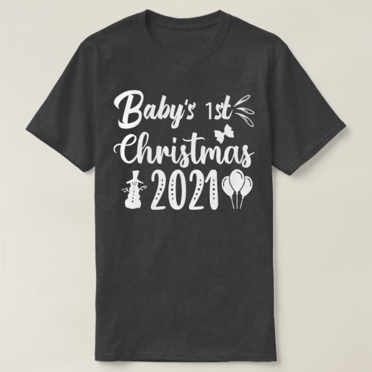 Grappig kerstcadeautjes Babys Eerste Kerstmis 2021 T-shirt (Design voorkant)
