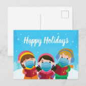 Grappig kerstCarolers in Face Maskakoep Feestdagenkaart (Voorkant / Achterkant)