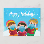 Grappig kerstCarolers in Face Maskakoep Feestdagenkaart (Voorkant)