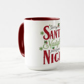 Grappig Kerstcitatenontwerp met stout en braaf Mok (Voorkant links)