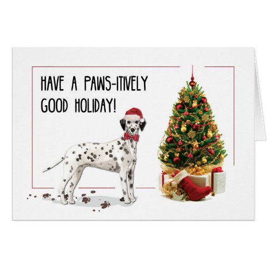 Grappig kerstdalmation Dog en Tree (Voorkant Horizontaal)