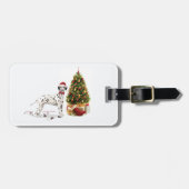 Grappig kerstdalmation Dog en Tree Bagagelabel (Voorkant horizontaal)