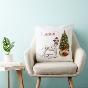 Grappig kerstdalmation Dog en Tree Kussen