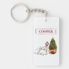 Grappig kerstdalmation Dog en Tree Sleutelhanger