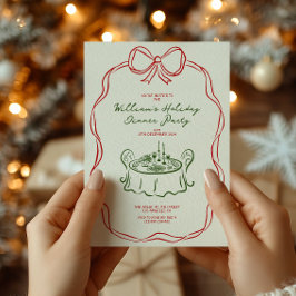 Grappig Kerstdiner Feest Groen en Rood Feestdagenkaart