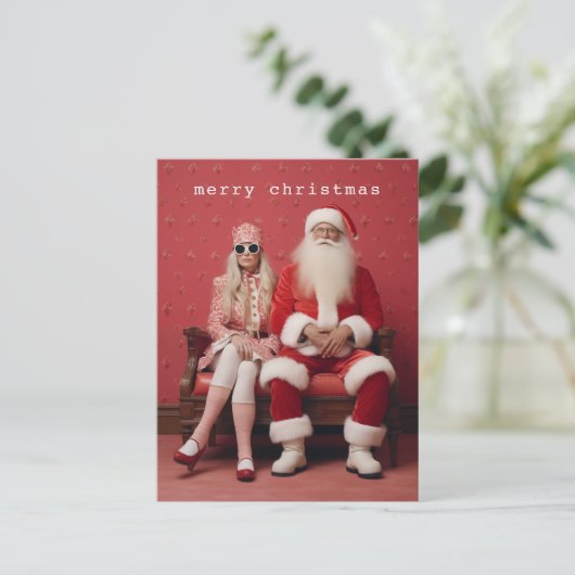 Grappig kerstduo: Kerstman en mevrouw Claus Briefkaart (Staand voorkant)