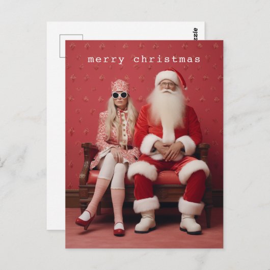 Grappig kerstduo: Kerstman en mevrouw Claus Briefkaart (Voorkant / Achterkant)