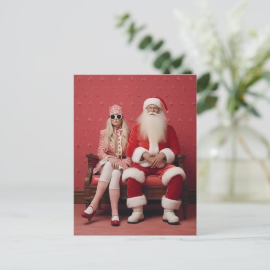 Grappig kerstduo: Kerstman en mevrouw Claus Briefkaart (Staand voorkant)