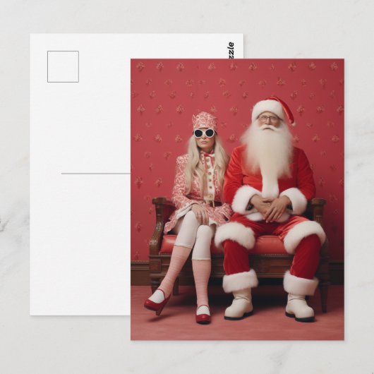 Grappig kerstduo: Kerstman en mevrouw Claus Briefkaart (Voorkant / Achterkant)