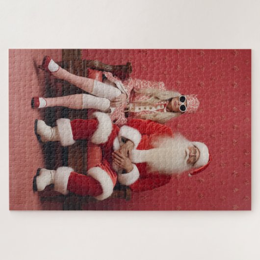Grappig kerstduo: Kerstman en mevrouw Claus Legpuzzel (Horizontaal)