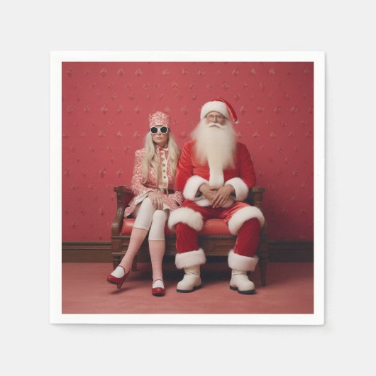 Grappig kerstduo: Kerstman en mevrouw Claus Servet (Voorkant)