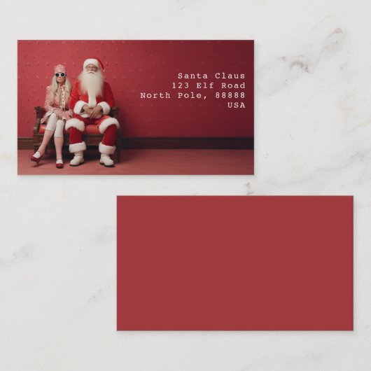 Grappig kerstduo: Kerstman en mevrouw Claus Visitekaartje (Voorkant / Achterkant)