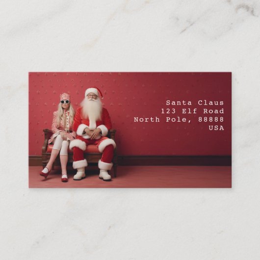 Grappig kerstduo: Kerstman en mevrouw Claus Visitekaartje (Voorkant)
