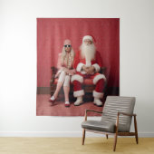 Grappig kerstduo: Kerstman en mevrouw Claus Wandkleed (In situ)