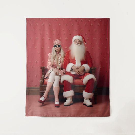 Grappig kerstduo: Kerstman en mevrouw Claus Wandkleed (Voorkant)
