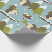 Grappig kerstegel-Kind Cadeaupapier (Hoek)