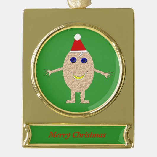 Grappig kerstei, aangepast Ornament Verguld Banner Ornament (Voorkant)