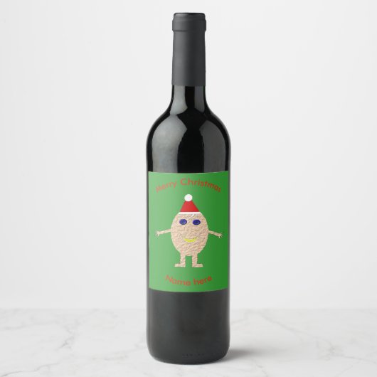 Grappig kerstei-fleslabels wijn etiket (Voorkant)