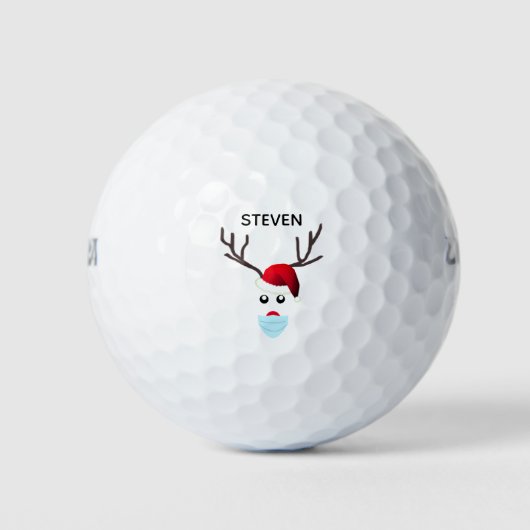 Grappig kerstface Mask Reindeer gepersonaliseerd Golfballen (Voorkant)