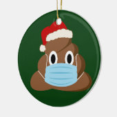 Grappig kerstfeest 2020Poop Emoji Draag een masker Keramisch Ornament (Links)