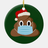 Grappig kerstfeest 2020Poop Emoji Draag een masker Keramisch Ornament (Achterkant)