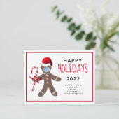 Grappig kerstfeest 2021 Covid Gingerbrood Man Feestdagenkaart (Staand voorkant)