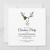 Grappig kerstfeest 2021 Covid Reindeer Custom Feestdagenkaart (Voorkant)