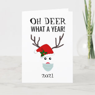 Grappig kerstfeest 2021 Oh Deer Reindeer gepersona Feestdagen Kaart