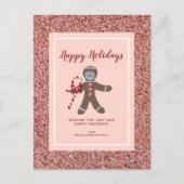 Grappig kerstfeest 2021 Roze Glitter Gingerbrood M Feestdagenkaart (Voorkant)