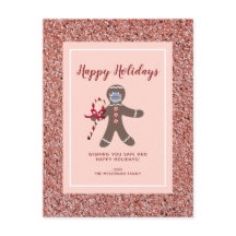 Grappig kerstfeest 2021 Roze Glitter Gingerbrood M