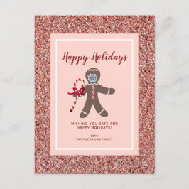 Grappig kerstfeest 2021 Roze Glitter Gingerbrood M Feestdagenkaart