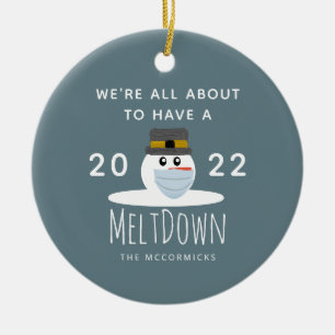 Grappig kerstfeest 2021 Snowman Meltdown gepersona Keramisch Ornament