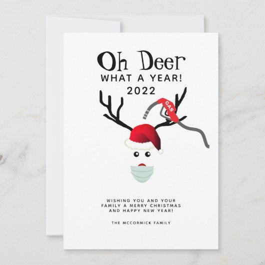 Grappig kerstfeest 2022 Gasmme Reindeer Family Feestdagenkaart (Voorkant)